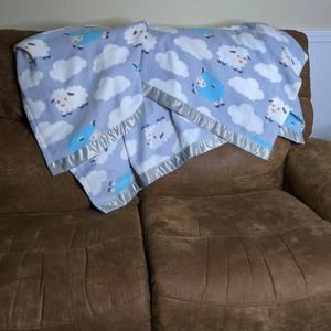 Cloud Sheep Baby Blanket Satin Trim Fleece Security Blanket Soft 57"x50" Throw